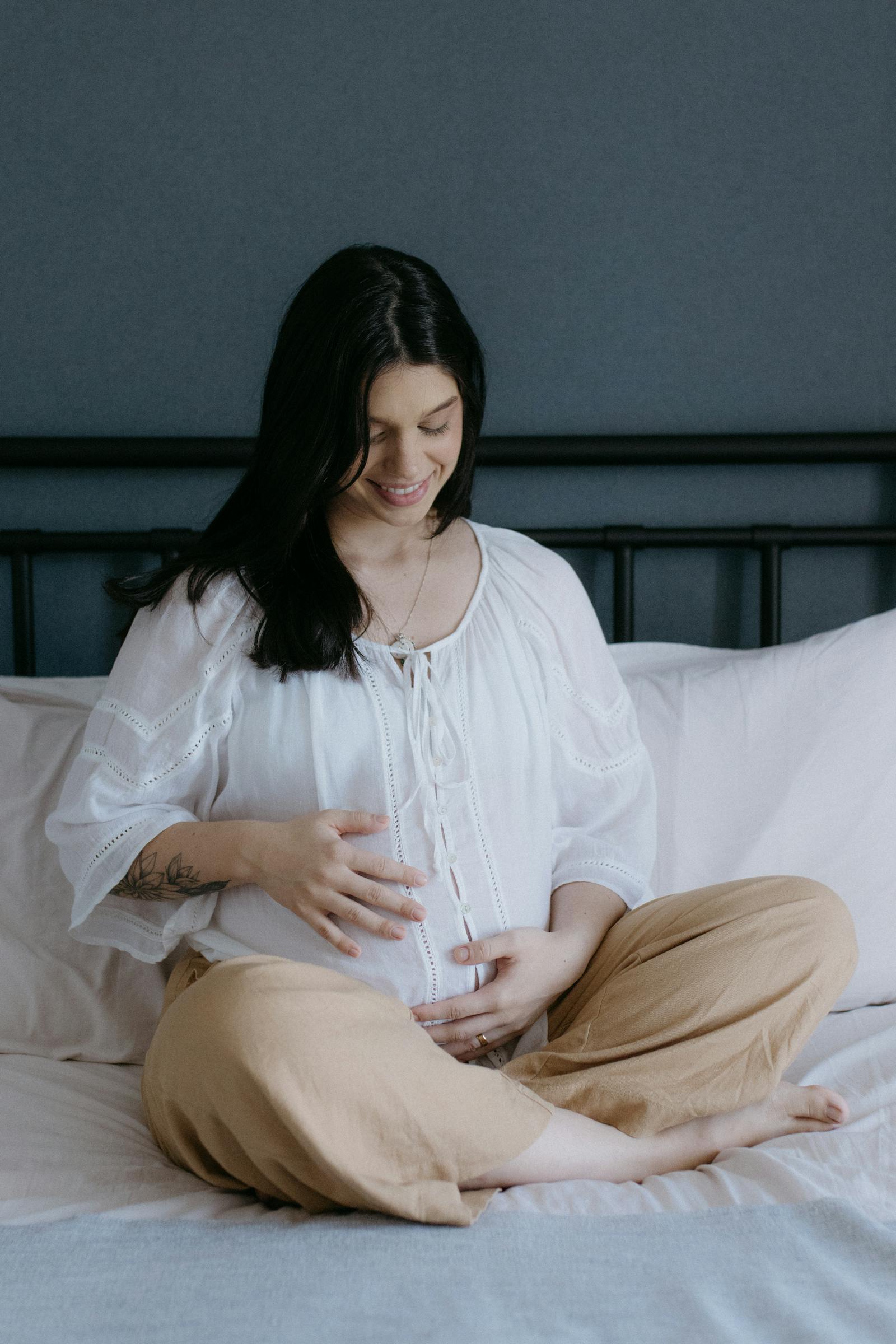 Pregnant woman resting calmly