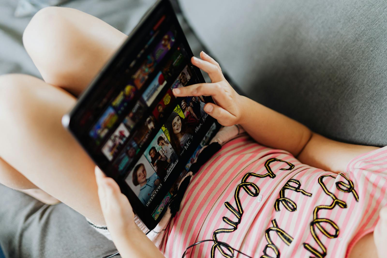 Young child looking at a tablet