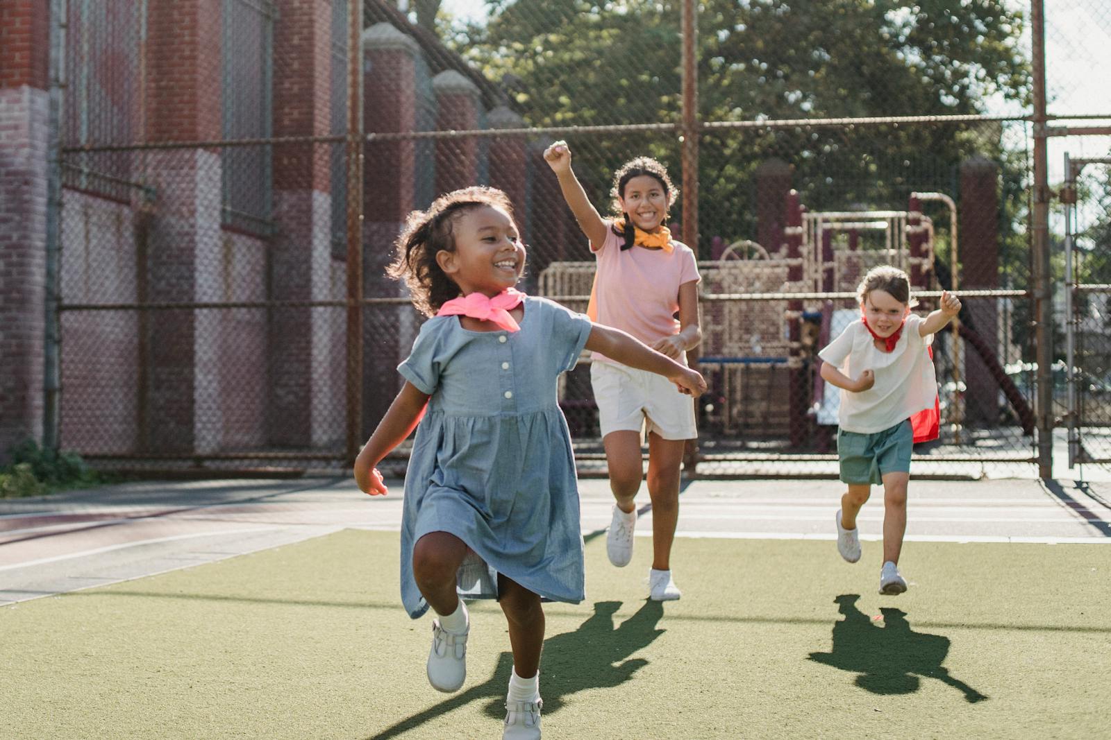 Kids running and playing outdoors