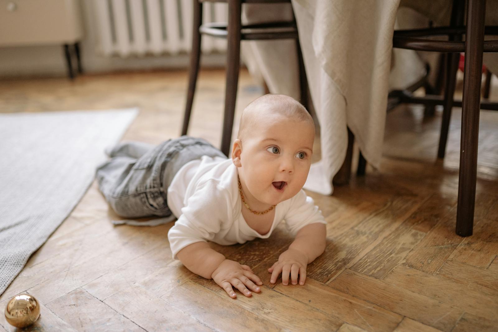 Baby crawling on the floor