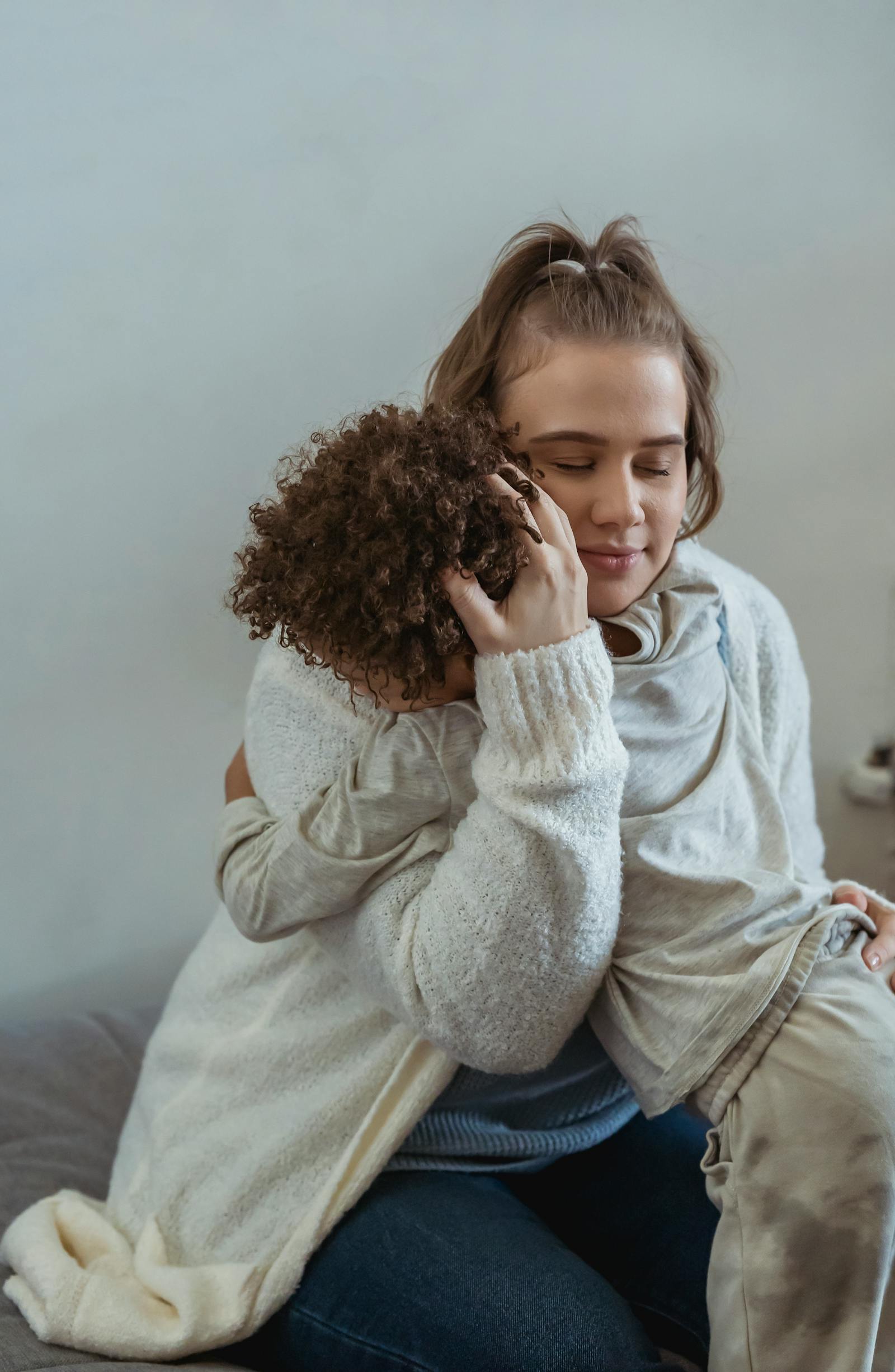 Anxious child sitting quietly