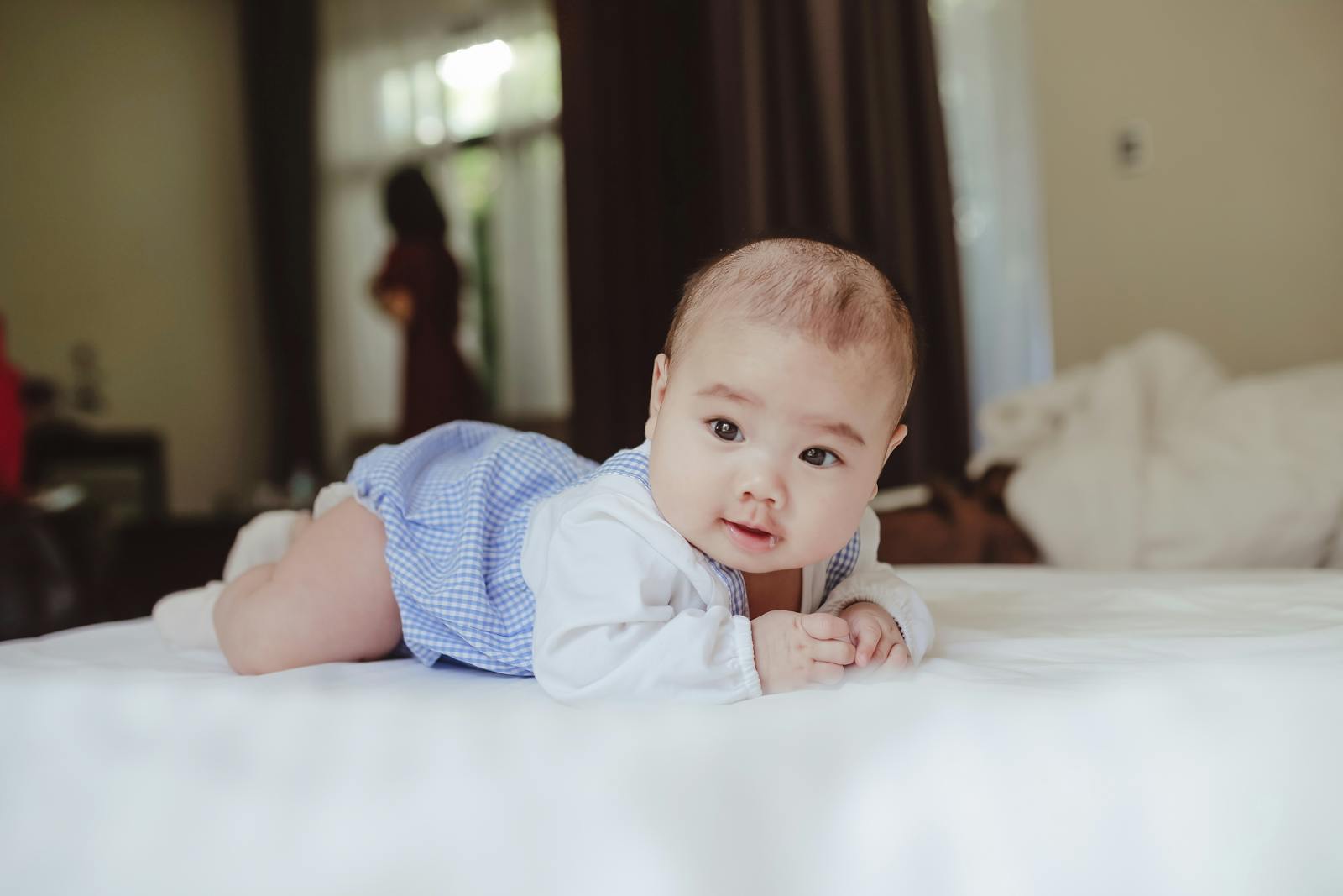 Infant during supported tummy time