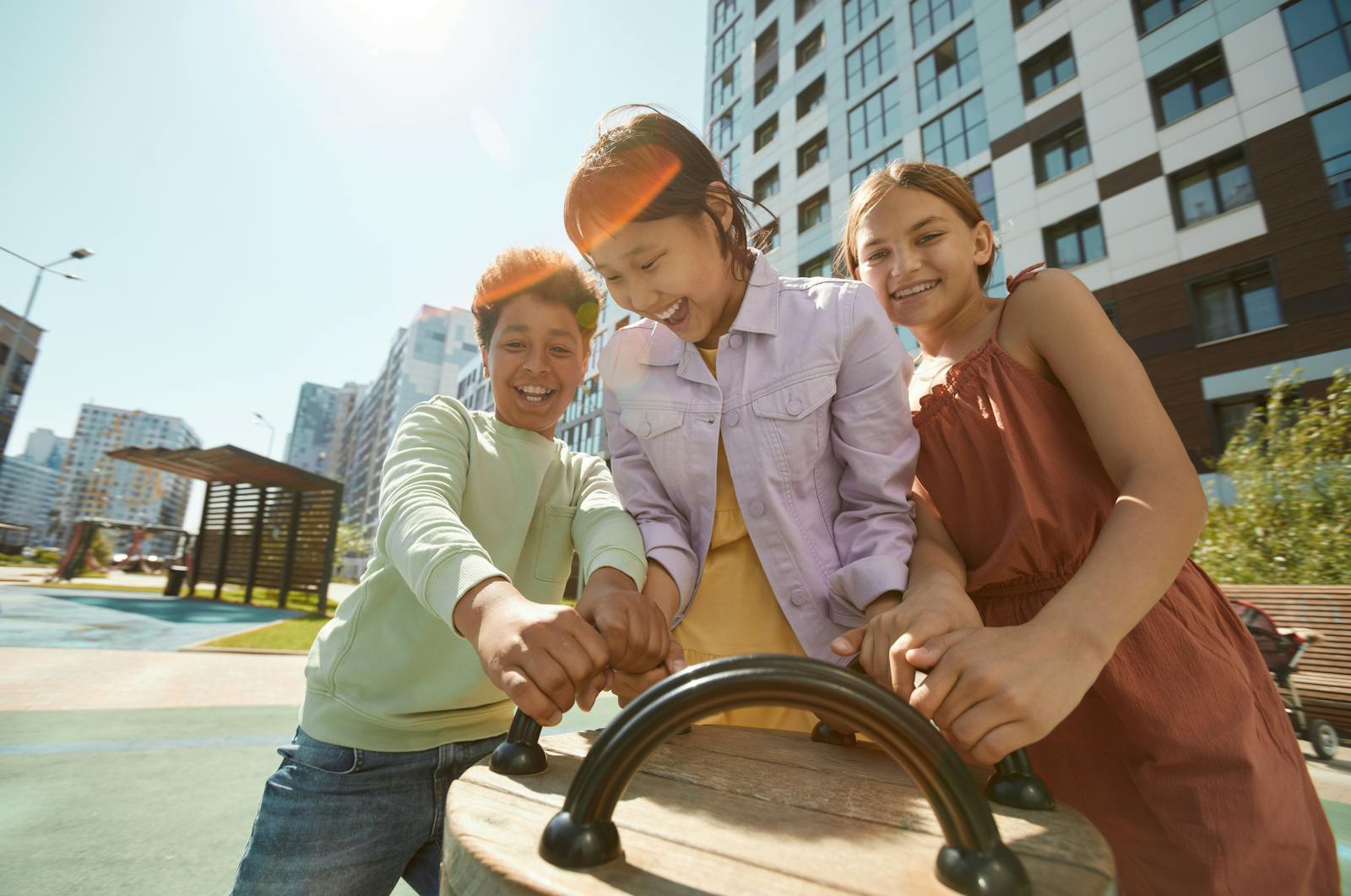 Children playing together at a playground